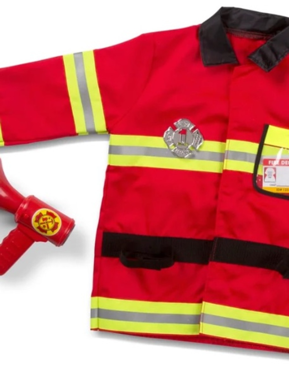Melissa & Doug Red Firefighter Jacket with Yellow Reflective Stripes
